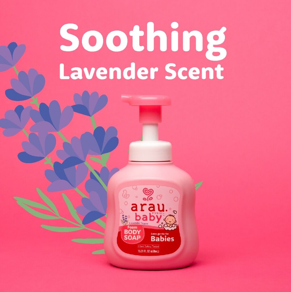 arau baby foam body soap soothing lavender scent