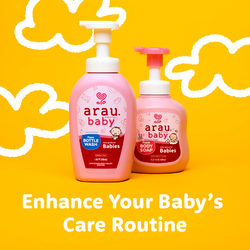 arau baby foam body soap and bottle wash